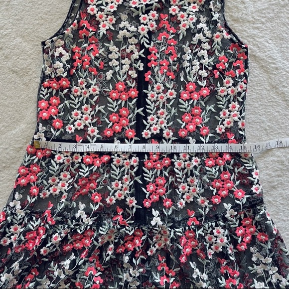 Erin Erin Fetherston Lily Of The Valley Floral Lace Sheer Sleeveless Dress Sz 2 - Picture 4 of 7